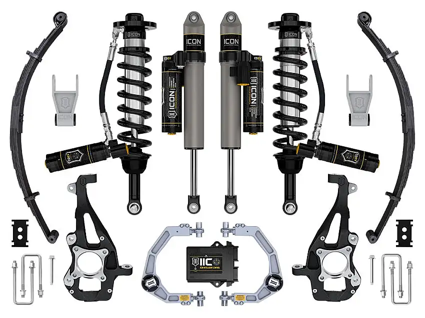 ICON Vehicle Dynamics K93145L 21-25 FORD F150 4WD 3.5-4.5" STAGE 5 SUSPENSION SYS BILLET UCA / LEAF PACK