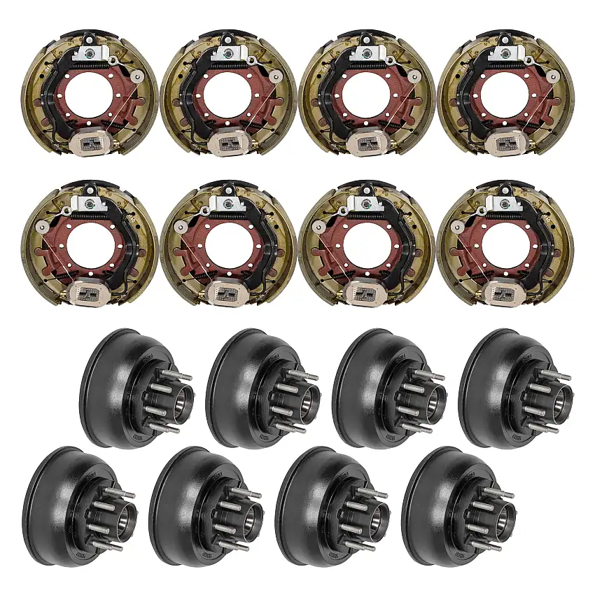 Lippert 10,000 lb Quad Brake Kit – Forward Self-Adjusting Left & Right with 8 on 6.5" Hub/Drums, 12-1/4" x 3-3/8"