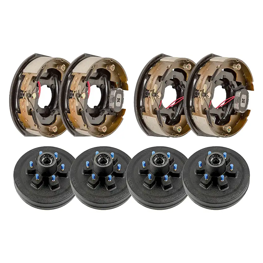Lippert 10" 4,400 lb RV Brake Kit – 4 Brake Drum Hubs (6 on 5.5", 1/2" Stud) with 2 Left & 2 Right Electric Trailer Brakes (10" x 2-1/4")