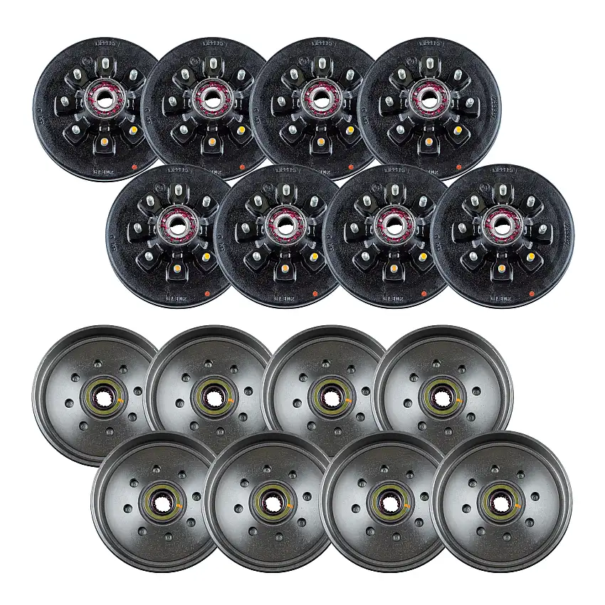 Lippert (8-Pack) 7K lbs RV Brake Drum Hub for 7,000- Axle - 8 on 6.5", 9/16" Stud (Fully Assembled) - Heavy-Duty Trailer Component