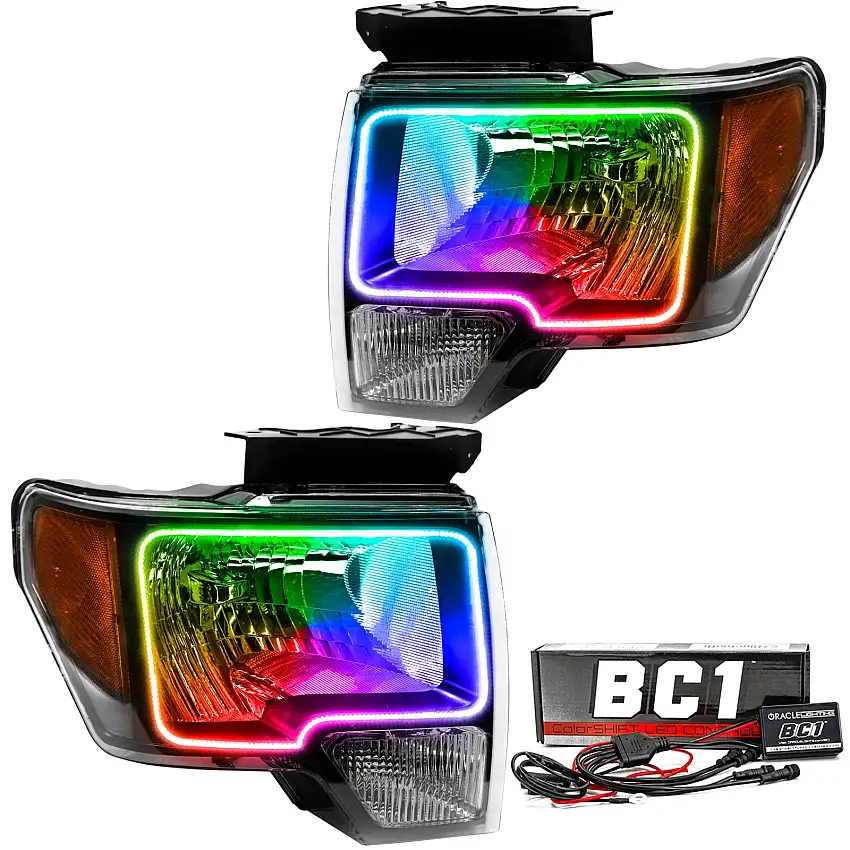 Oracle Lighting 7187-335 2009-2014 Ford F-150 Pre-Assembled LED Halo Headlights - (Chrome Housing)
