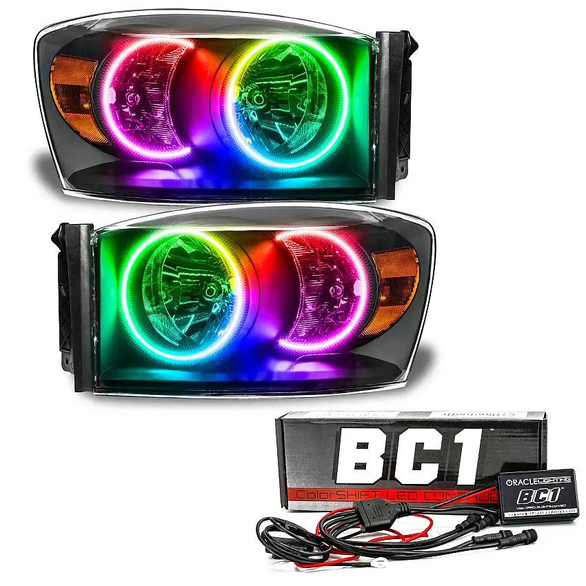 Oracle Lighting 8187-335 2007-2008 Dodge Ram Pre-Assembled LED Halo Headlights - (Black Housing)
