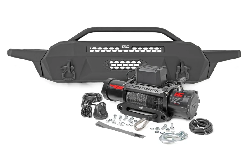 2016-2023 Toyota Tacoma Rough Country Front Hybrid High Clearance Bumper with PRO9500S Winch | Part# 10716