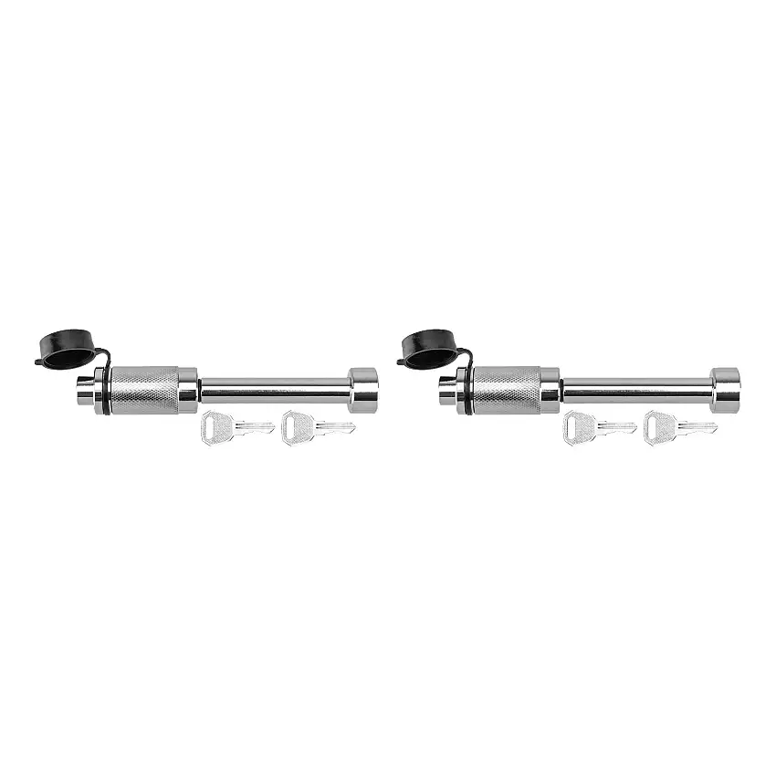 Reese Towpower (2-Pack) Trailer Hitch Lock, Fits 2-1/2 Inch Square Receiver, 5/8 Inch Pin Diameter, Dogbone Style, Chrome