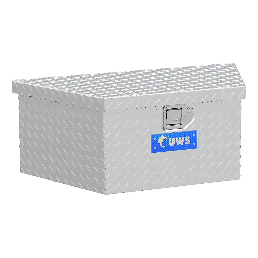 UWS Bright Aluminum 34" Trailer Tongue Box with Low Profile TBV-34-LP