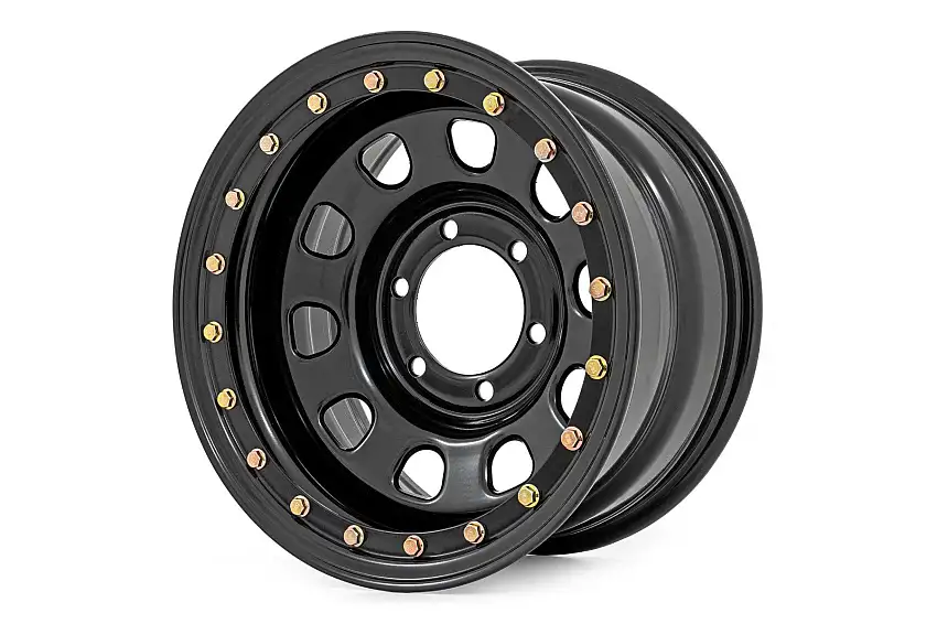 Rough Country Steel Simulated Beadlock Wheel Black Gloss| 17x9 | 5x5 | 3.30 Bore | -12mm RC51-7873SL