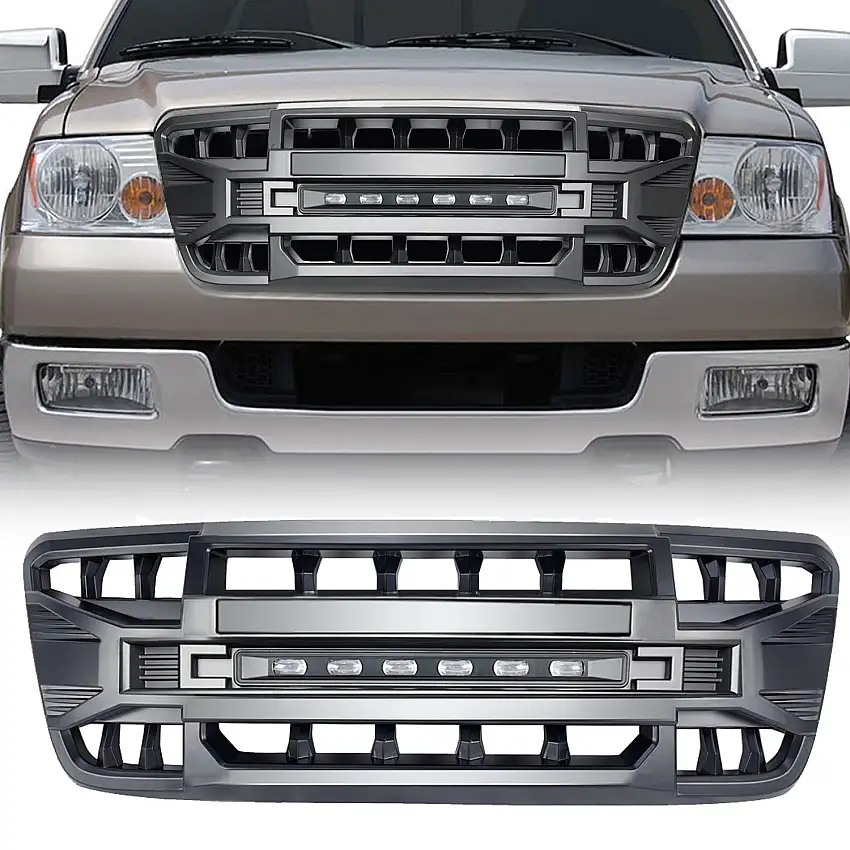AMERICAN MODIFIED Armor Grille with LED Off-Road Lights - Matte Black for 04-08 Ford F-150 AMFMAA00113
