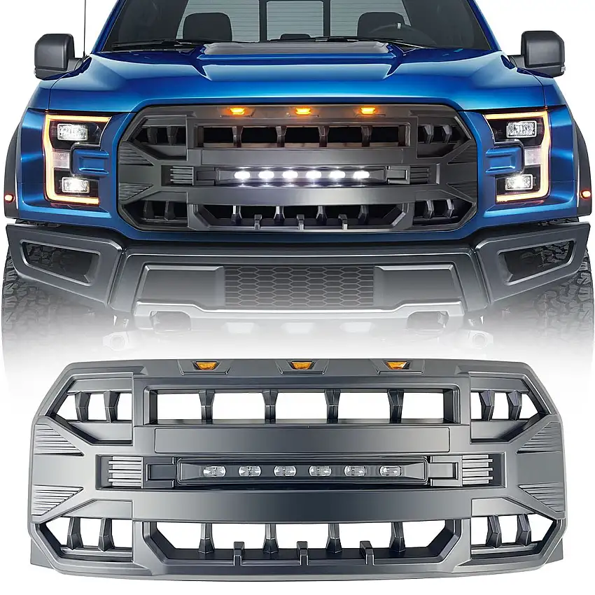 AMERICAN MODIFIED Armor Grille with LED Off-Road Lights - Matte Black for 15-17 Ford F-150 AMFMAA00115