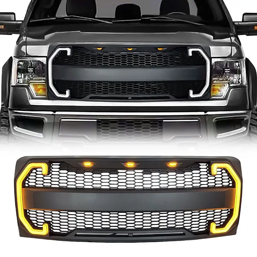 AMERICAN MODIFIED Raptor Style Grille with DRL and Sequenal Turn Signal for 09-14 Ford F-150 AMFMAA00124