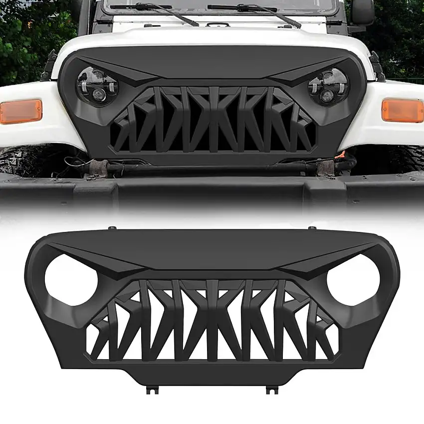 AMERICAN MODIFIED SHARK GRILLE - MATTE BLACK for 97-06 Jeep Wrangler AMJPBA00103