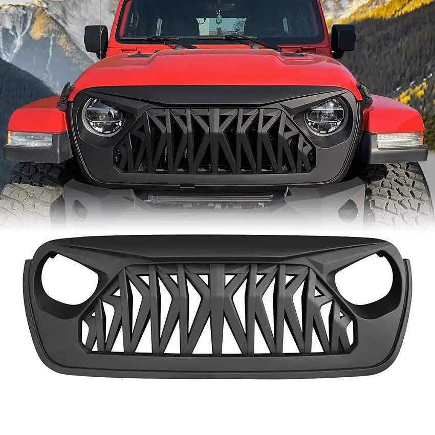 AMERICAN MODIFIED SHARK GRILLE - MATTE BLACK for 18-24 Jeep Wrangler,20-24 Jeep Gladiator AMJPCA00101