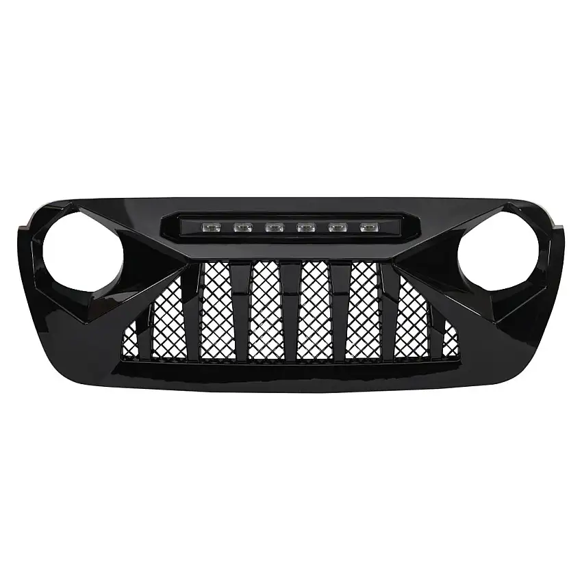 AMERICAN MODIFIED Demon Grille w/ LED Off-road Lights, Glossy Black for 18-25 Jeep Wrangler,20-25 Jeep Gladiator AMJPCA00117