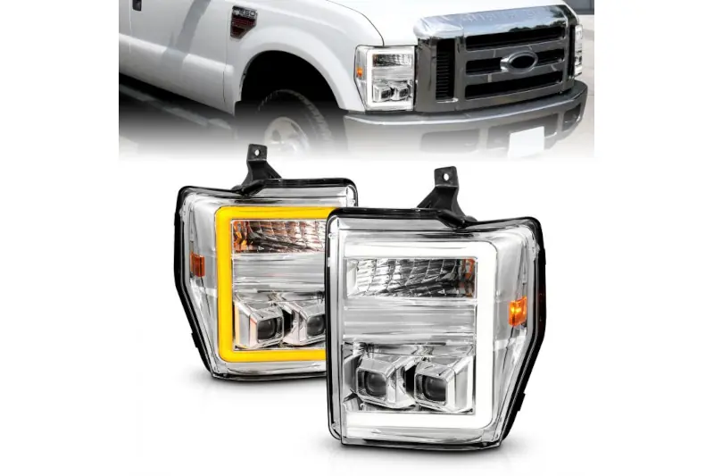 2008-2010 Ford Super Duty Anzo Switchback Chrome LED Projector Headlights |111587