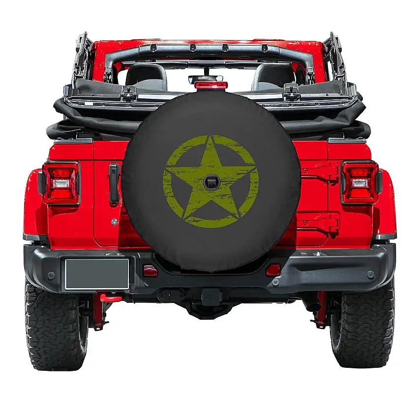 Boomerang Enterprises Distressed Star Logo Tire Cover for 18+ Jeep Wrangler JL, JLU TC-OM-