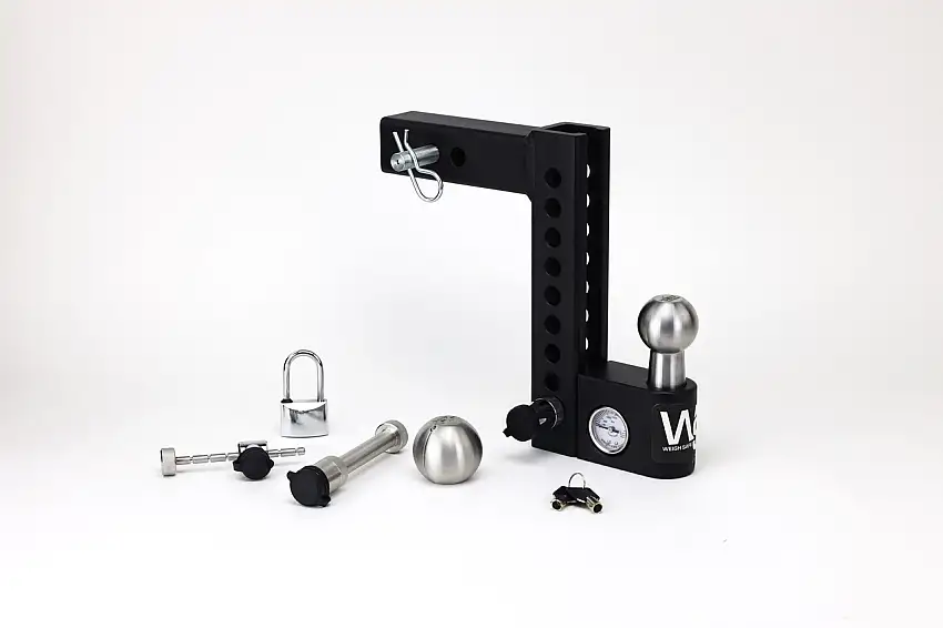 Weigh Safe Aero Hitch Adjustable Ball Mount - 8" Drop Hitch, 2" Shank w/Lock Set AWS8-2-SET