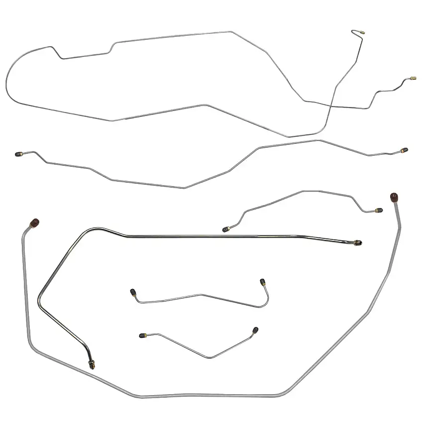1955 Chevrolet Nomad Manual Brake Line Kit 7pc, OE Steel (E-13)