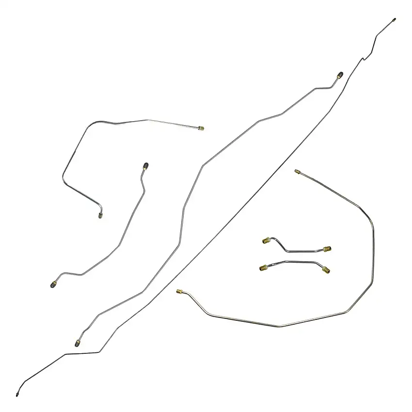 1956 Chevrolet Bel Air w/Single Exhaust Inside Frame Manual Brake Line Kit 7pc, OE Steel (E-14)