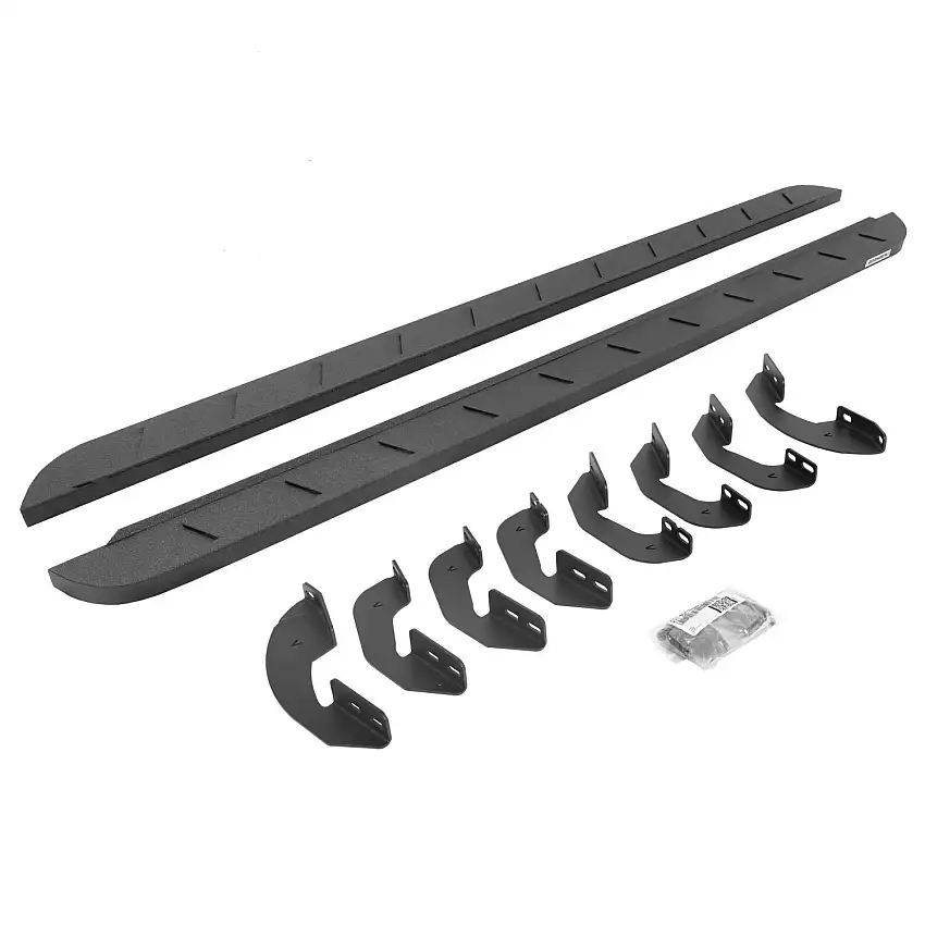 Go Rhino RB10 Slim Running boards - Complete Kit: RB10 Slim Running board + Brackets - Textured Black for 22-26 Toyota Sequoia 63443973ST