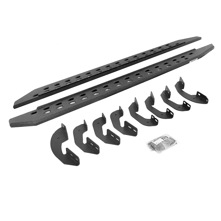 Go Rhino RB20 Slim Running boards - Complete Kit: RB20 Slim Running board + Brackets - Textured Black for 23-26 Toyota Sequoia 69443973ST