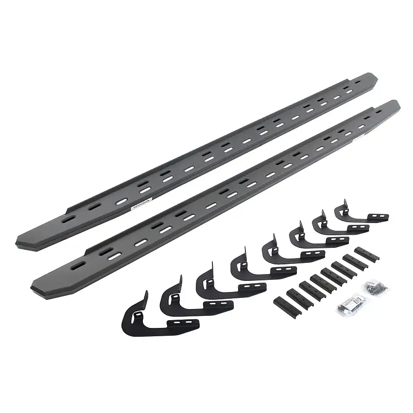 Go Rhino RB30 Slim Line Running Boards with Mounting Bracket Kit - Textured Black for selected Chevrolet and GMC models 69604787SPC