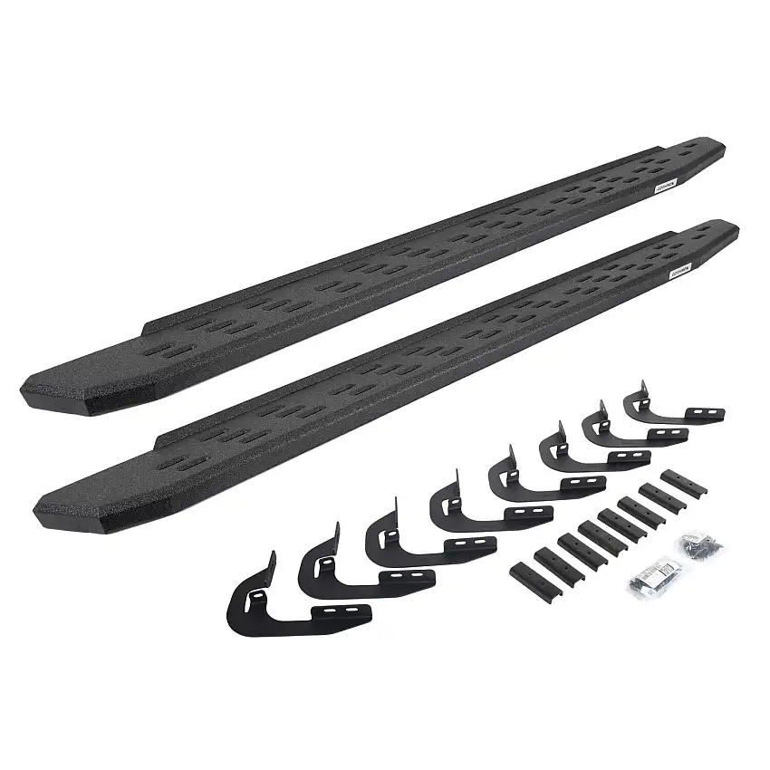 Go Rhino RB30 Running Boards with Mounting Bracket Kit - Protective Bedliner Coating for selected Chevrolet and GMC models 69605880T