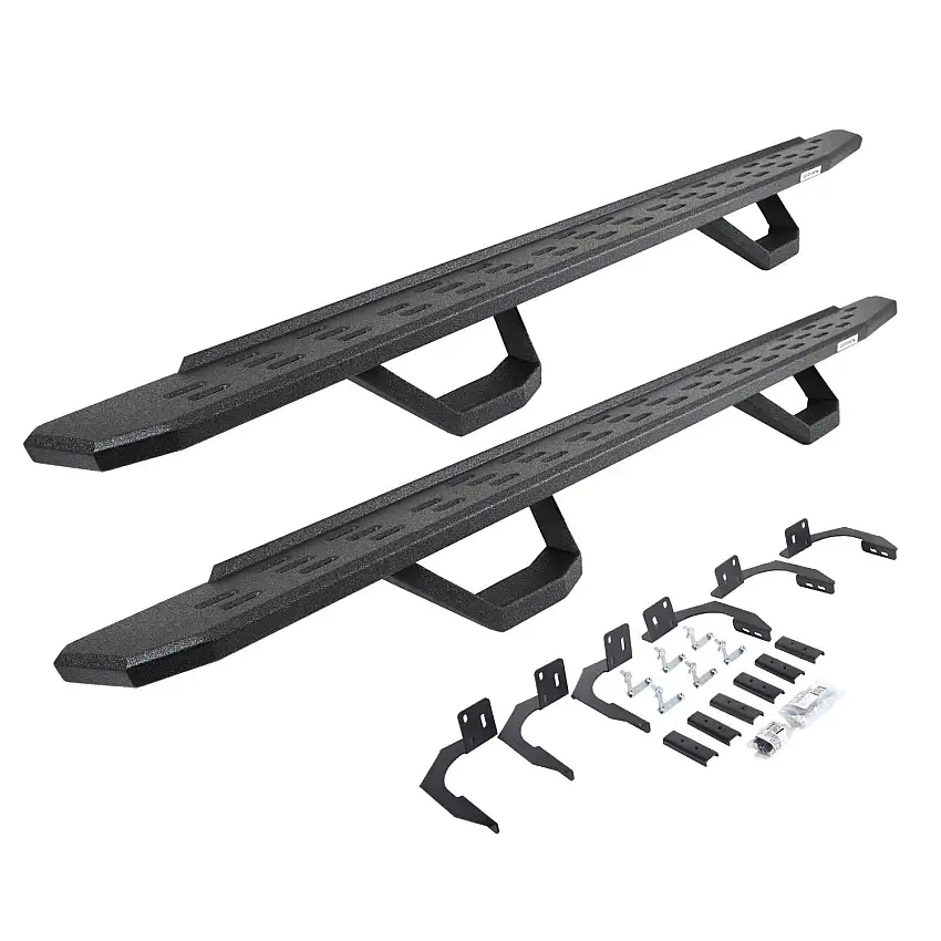 Go Rhino RB30 Running Boards with Mounting Brackets & 2 Pairs of Drops Steps Kit - Protective Bedliner Coating for selected Dodge models 6961068720T