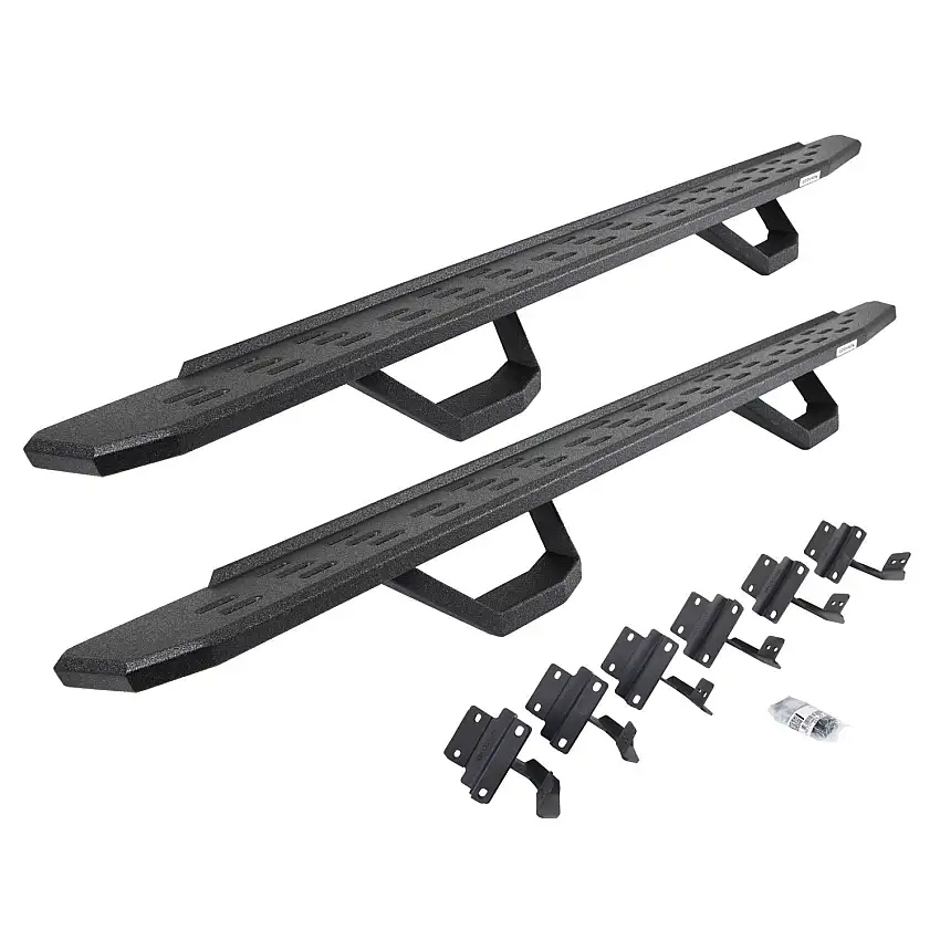 Go Rhino RB30 Running Boards with Mounting Brackets & 2 Pairs of Drops Steps Kit - Protective Bedliner Coating for 15-25 Ford F-150, 17-25 Ford F-250 Super Duty, 17-25 Ford F-350 Super Duty 6961558720T