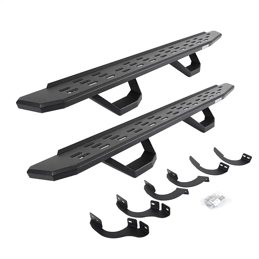Go Rhino RB30 Running Boards with Mounting Brackets & 2 Pairs of Drops Steps Kit - Protective Bedliner Coating for 14-24 Toyota 4Runner 6964256820T