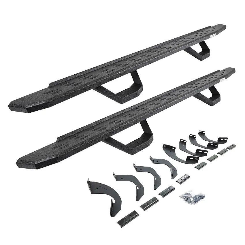 Go Rhino RB30 Running Boards with Mounting Brackets & 2 Pairs of Drops Steps Kit - Protective Bedliner Coating for 22-25 Toyota Tundra 6964368720T