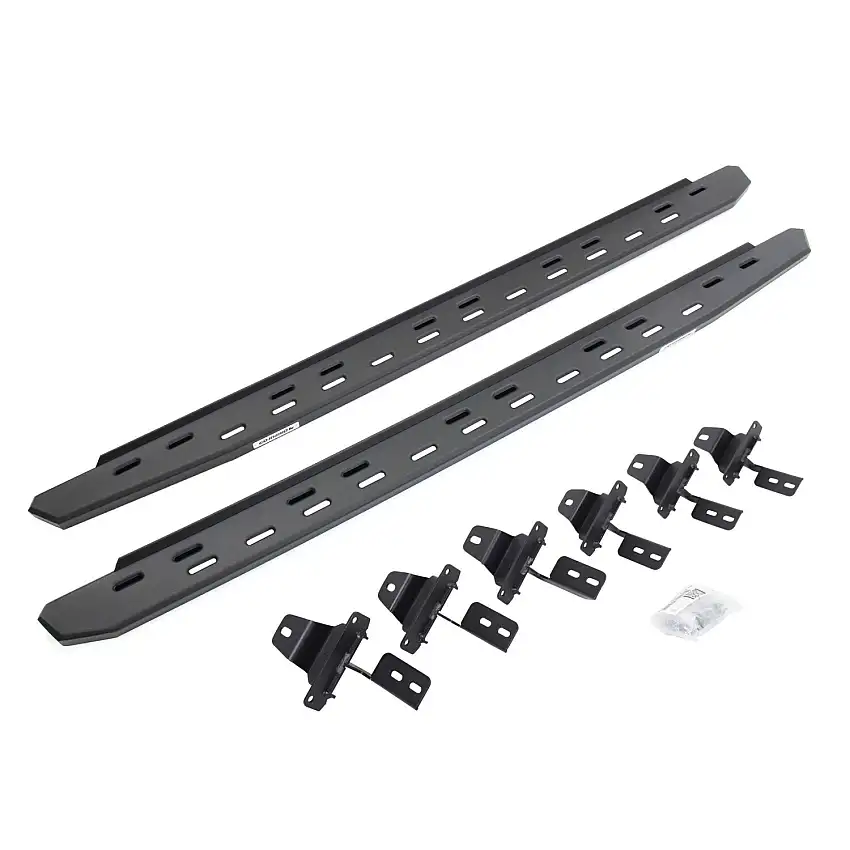 Go Rhino RB30 Slim Line Running Boards with Mounting Bracket Kit - Textured Black for 18-25 Jeep Wrangler 69650673SPC