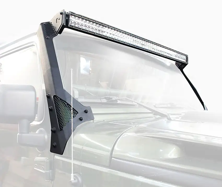Go Rhino XE Windshield Light Bar Mount - Textured Black for 07-17 Jeep Wrangler, 2018 Jeep Wrangler JK 730503T