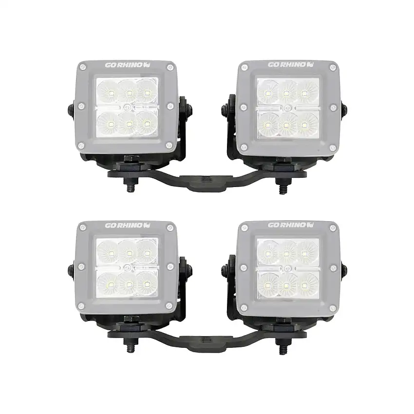 Go Rhino XE Hood Hinge Light Mount - Textured Black for 20-25 Jeep Gladiator, 18-26 Jeep Wrangler 731030T