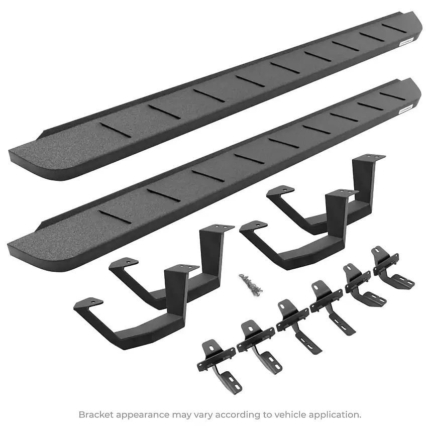 Go Rhino RB10 Running Boards With Mounting Brackets & 2 Pairs of Drop Steps Kit - Protective Bedliner Coating for selected Chevrolet and GMC models 6340488020T