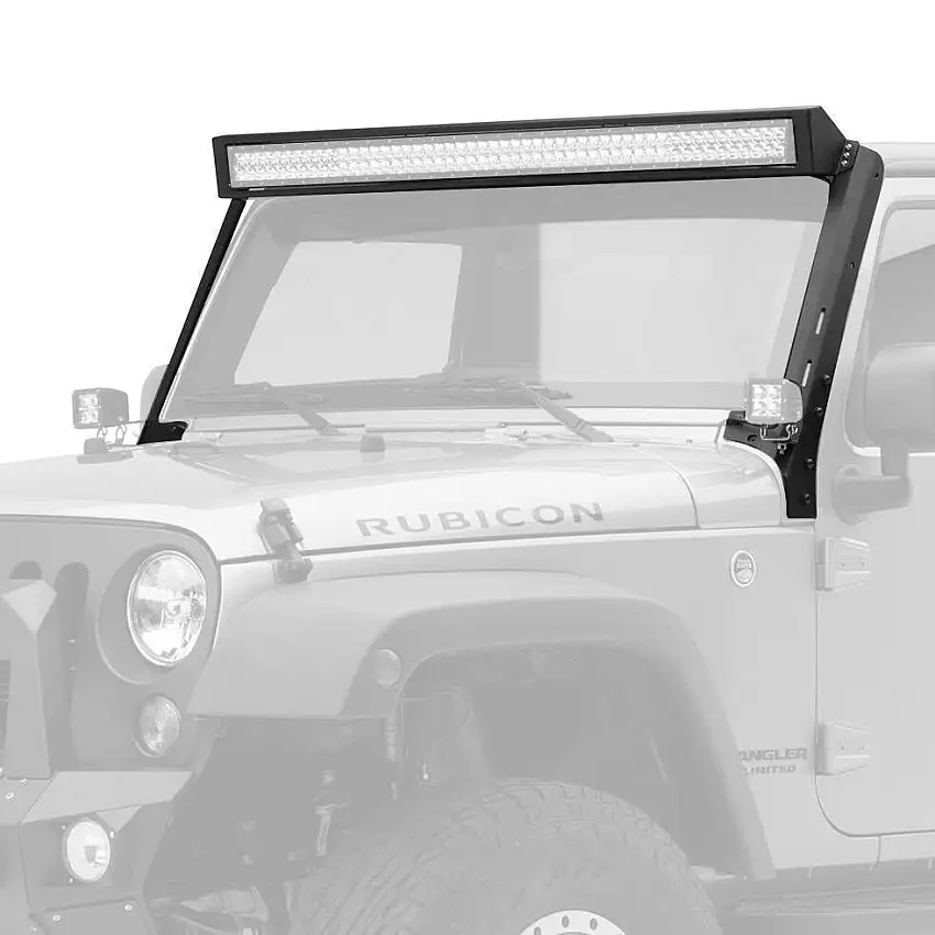 Go Rhino WLF Windshield Light Mount Frame - Textured Black for 07-17 Jeep Wrangler, 2018 Jeep Wrangler JK 731500T