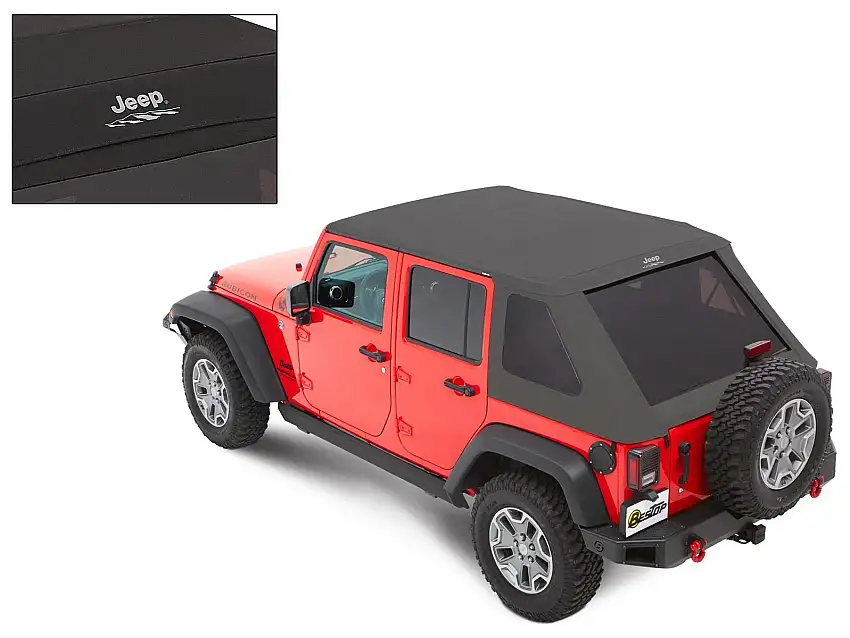 Bestop Jeep Logo Trektop Soft Top for 07-18 Jeep Wrangler JK Unlimited 4-Door 5645335-