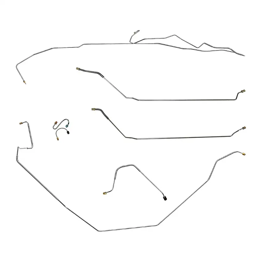 1967 Pontiac Firebird w/One-Piece F to R Manual Drum Brake Line Kit 7pc, OE Steel
