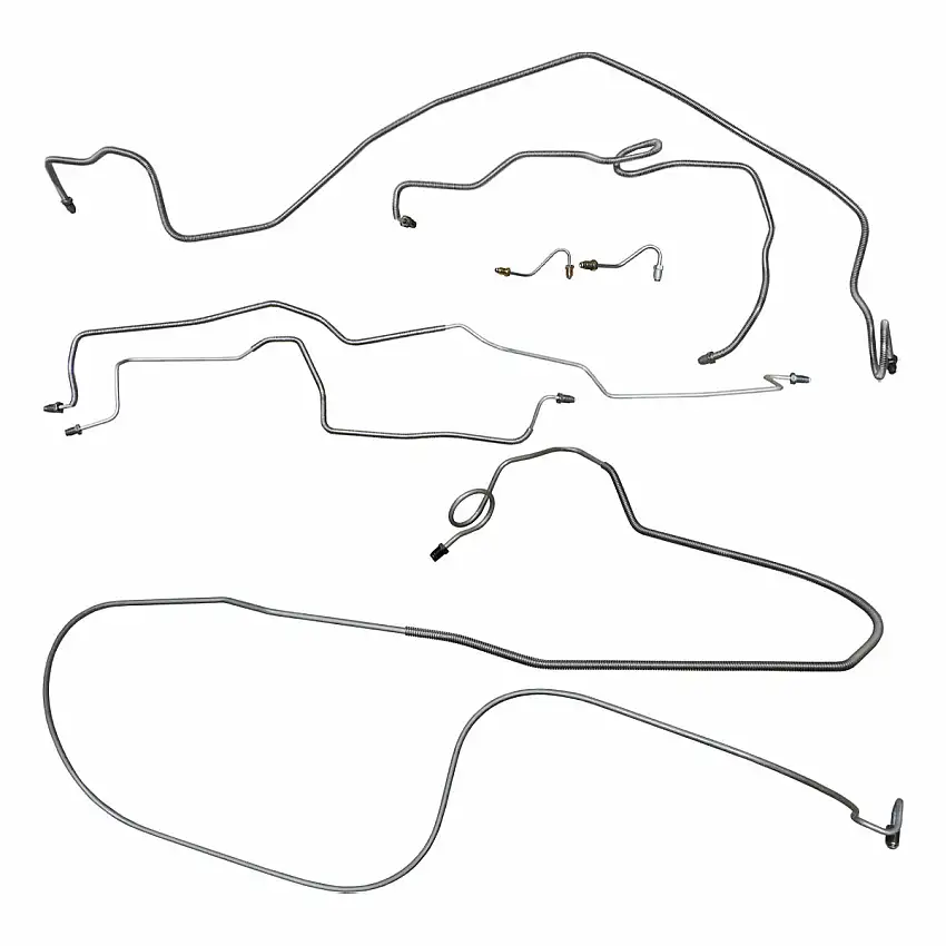 1990-92 Pontiac Firebird/TA w/Metric Fittings Power Disc/Drum Brake Line Kit 7pc, OE Steel