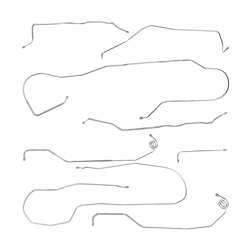 1981-87 Chevrolet GMC Truck 2wd Complete Manual Disc Brake Line Kit 8pc, 3/4 ton, Long Bed, w/Load Valve, Stainless