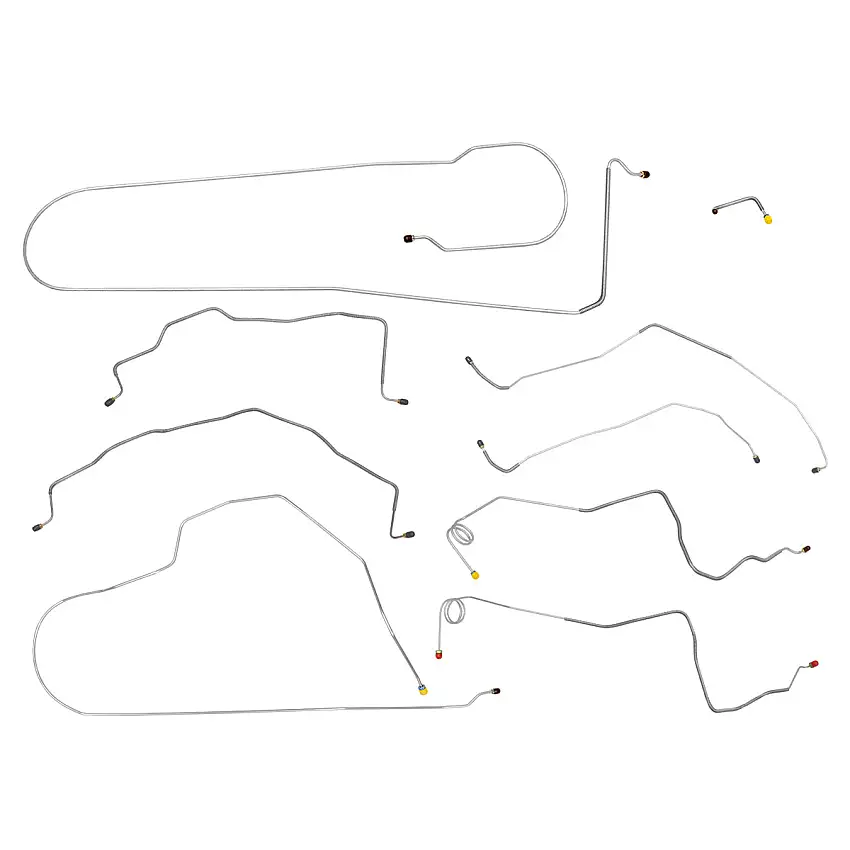 1981-92 Chevrolet/GMC Truck 4WD 1-Ton Crew Cab Longbed Dually w/Load Valve Power Disc Brake Line Kit 9pc, Stainless