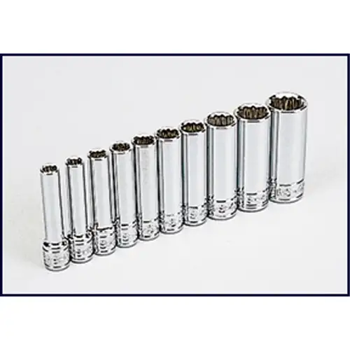 10-Pc 1/4"Dr, 12 Pt Deep Socket Set - SAE