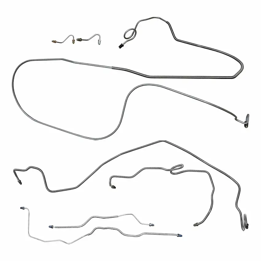 1990-92 Pontiac Firebird/TA w/Metric Fittings Four-Wheel Power Disc Brake Line Kit 7pc, Stainless
