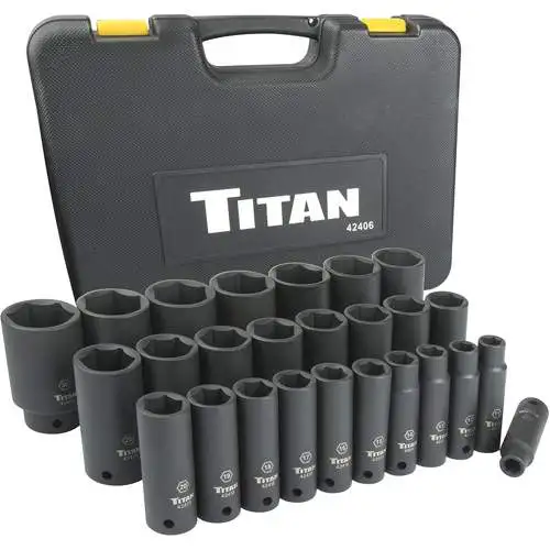 26-Piece 1/2" Drive 6 Point Metric Deep Impact Socket Set