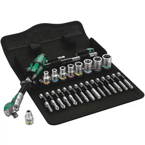 8100 SA 6 Zyklop Speed Ratchet Set, 28 Pieces, 1/4" Drive, Metric